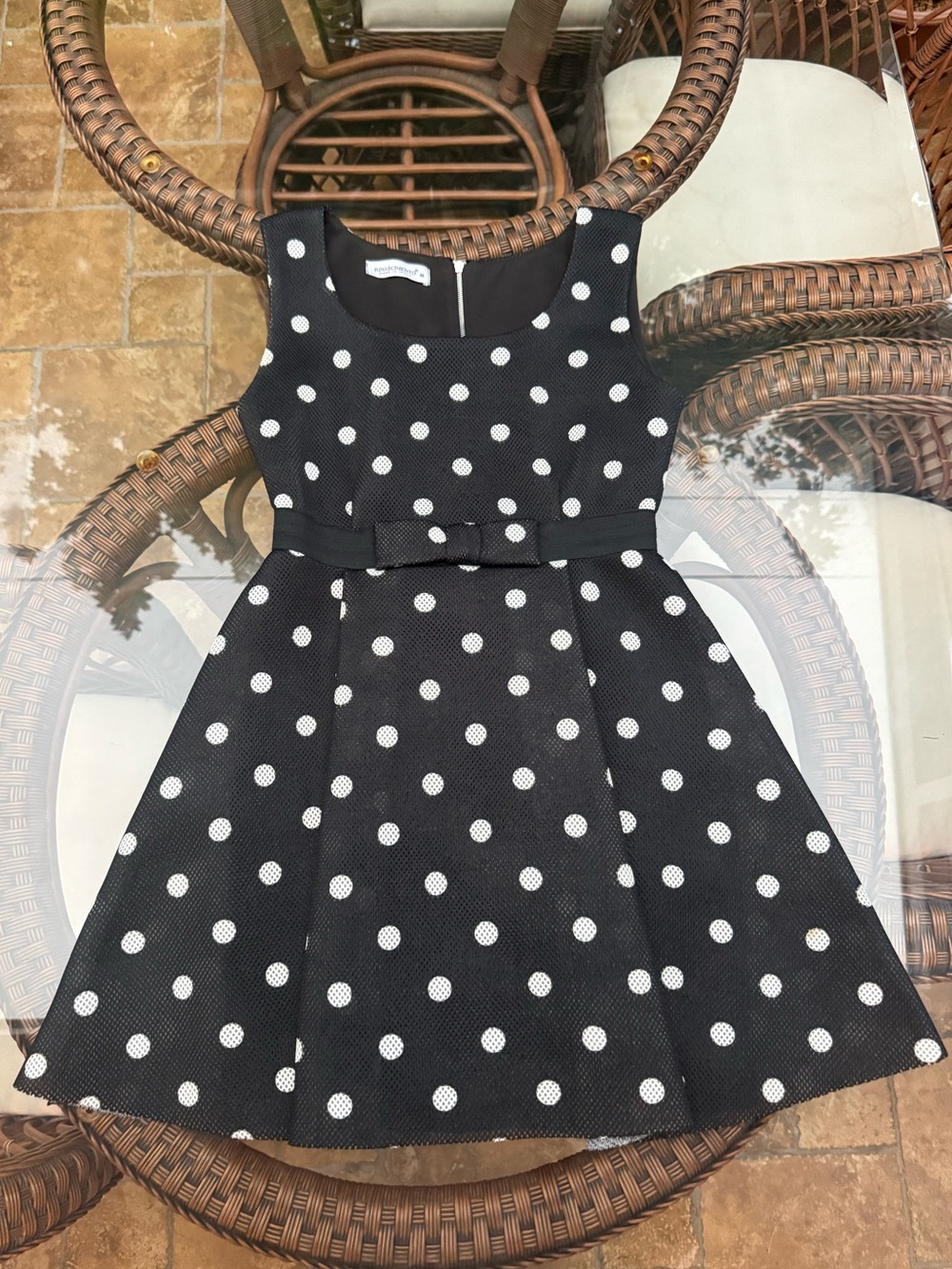 Girls Black and White Polka Dot Party Dress